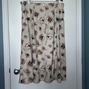 White Stag Vintage Silk Gardener’s Print Maxi Skirt